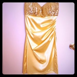 Gold sequin cocktail dress